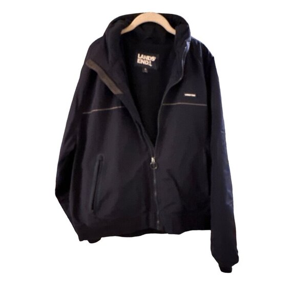 Lands End Mens XL Navy Jacket Fleece Lining Zip Closure Wind & Water Resistant - Picture 1 of 5